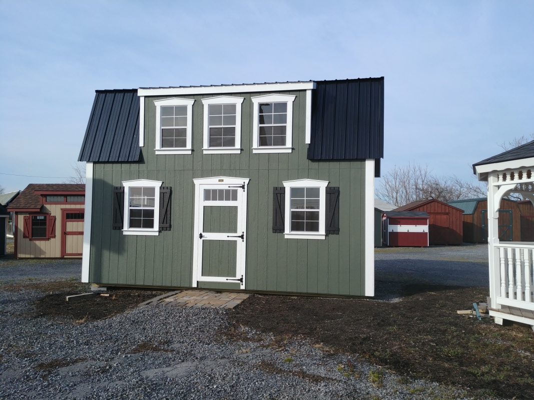 full lofted barn shed 12 x 20 with williamsburg dormer