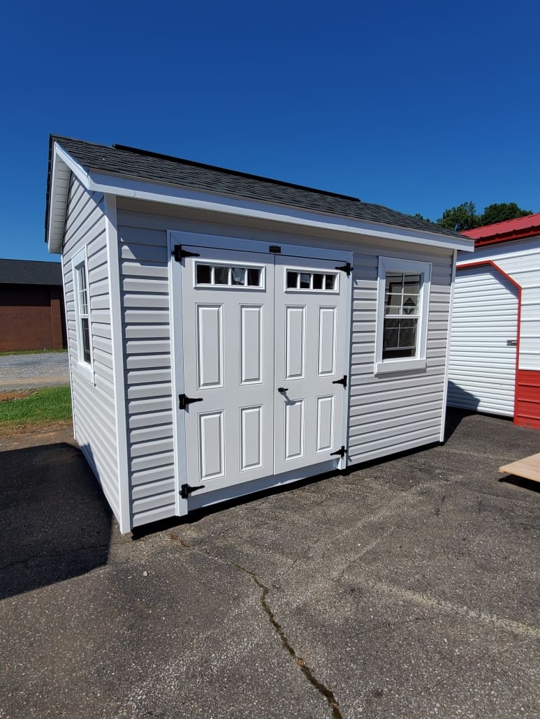 vinyl shed 8 x 12 carriage house stock #25917-l , price