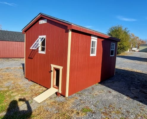 8x12 Cottage Chicken Coop Stock#2710-W (4) Image of red chicken coop