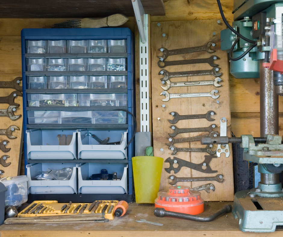 Interior Of An Organized Tool Shed