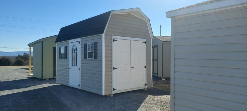 8x14 Vinyl Barn with 7ft sidewalls and Loft Inside Ready for Delivery