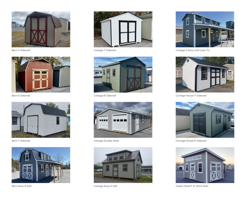 Shed images in different colors and styles