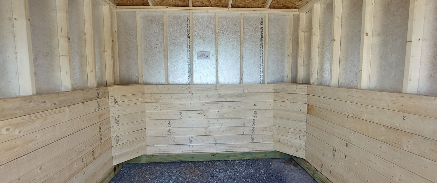 10x10 8ft sidewall Run In Shed Stock#2027-W
