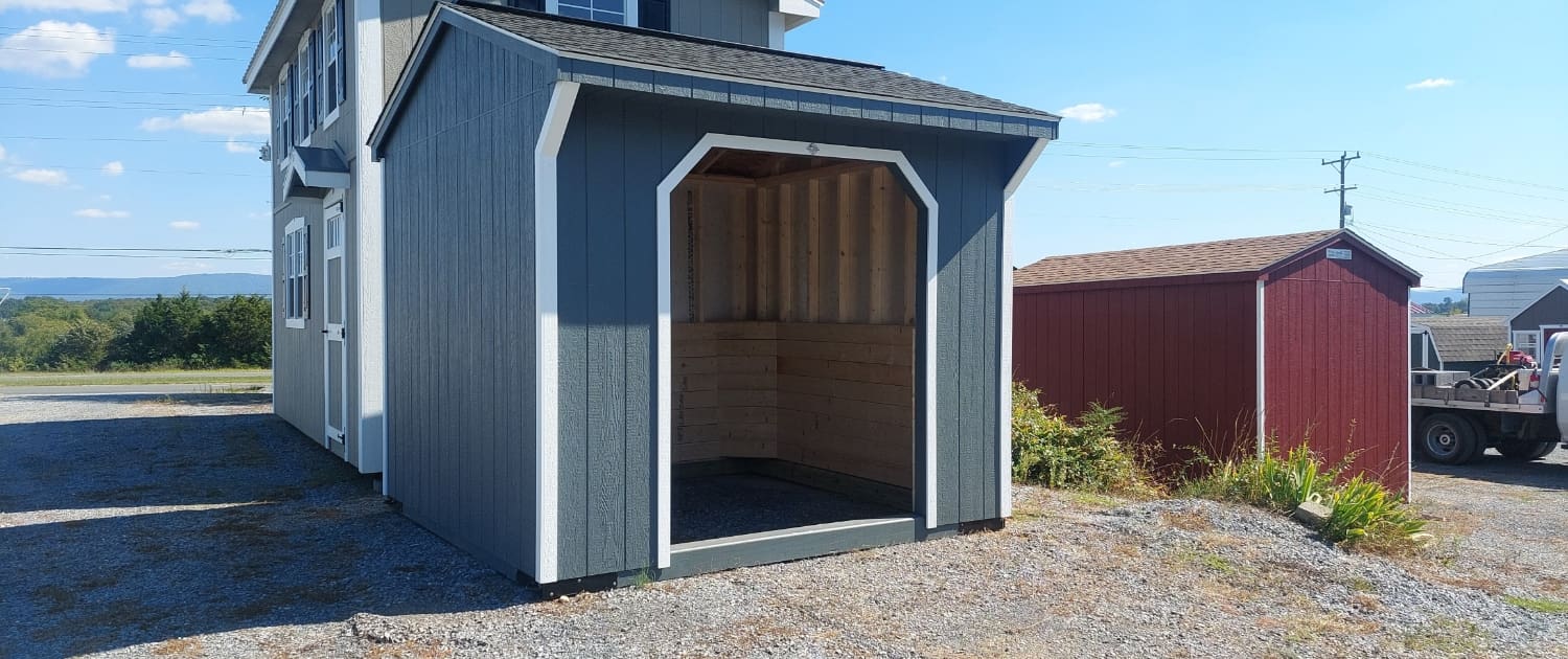 10x10 8ft sidewall Run In Shed Stock#2027-W 3