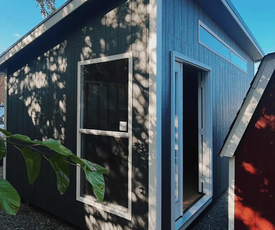 Classic Shed Classic shed in blue with white trim