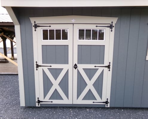 Transom Wood Double Door w/ X-Brace