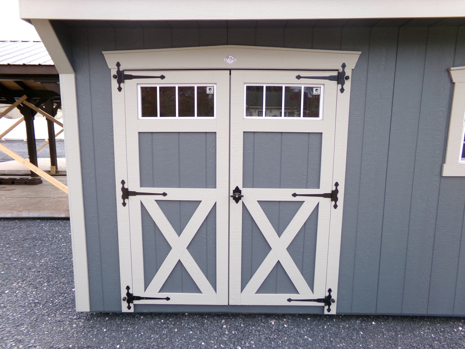 Transom Wood Double Door w/ X-Brace
